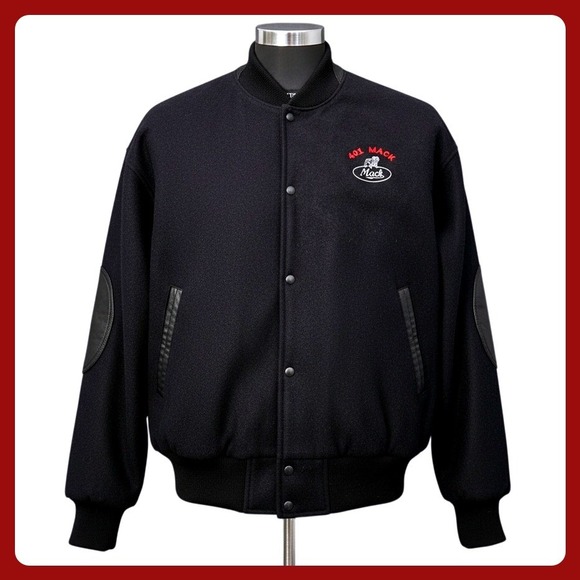 Canada Sportswear Mack Trucks Wool Varsity Jacket Black EUC